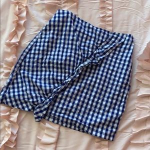 gingham ruffle mini skirt